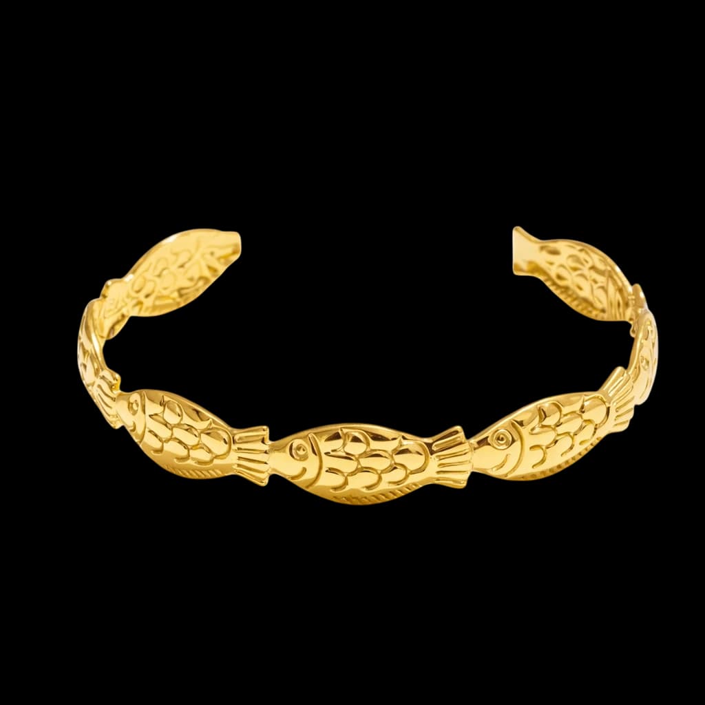 Bracelete Peixes Dourados Aço