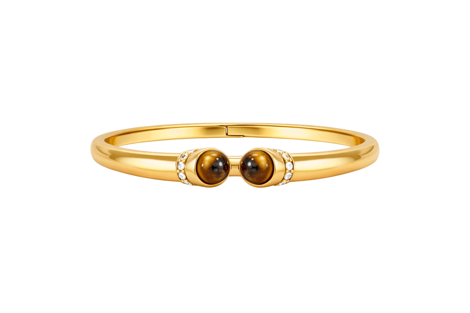 Bracelete Aço Elegance Olho De Tigre Com Strass