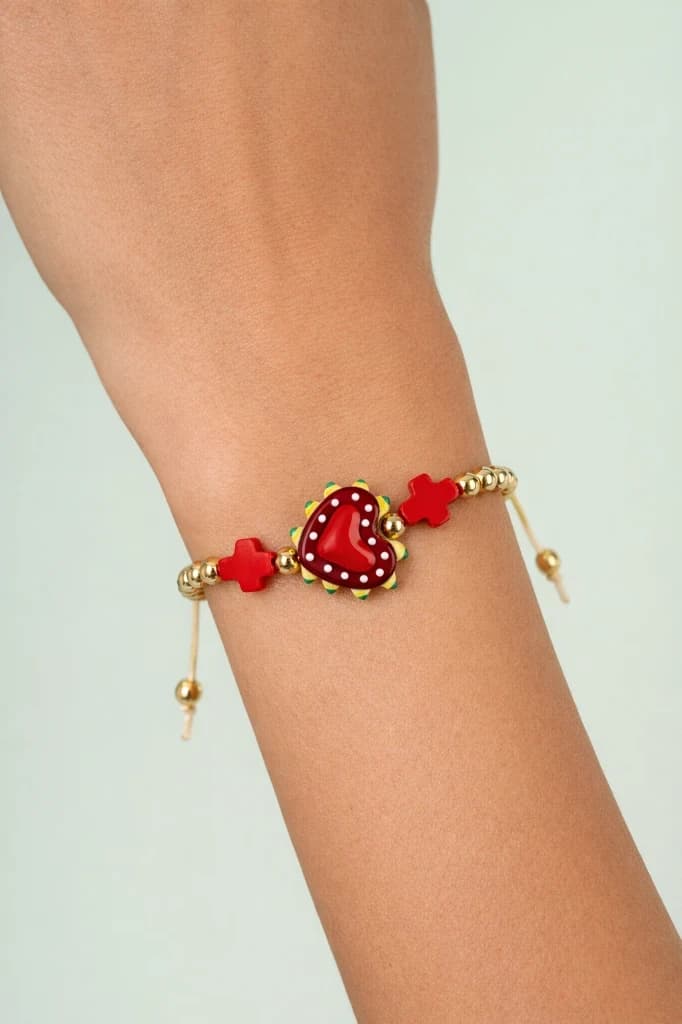 Pulseira Macramê Coração Sagrado