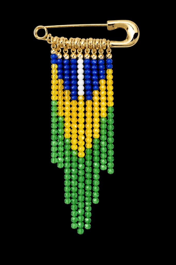 Broche Alfinete Brasil Cristal