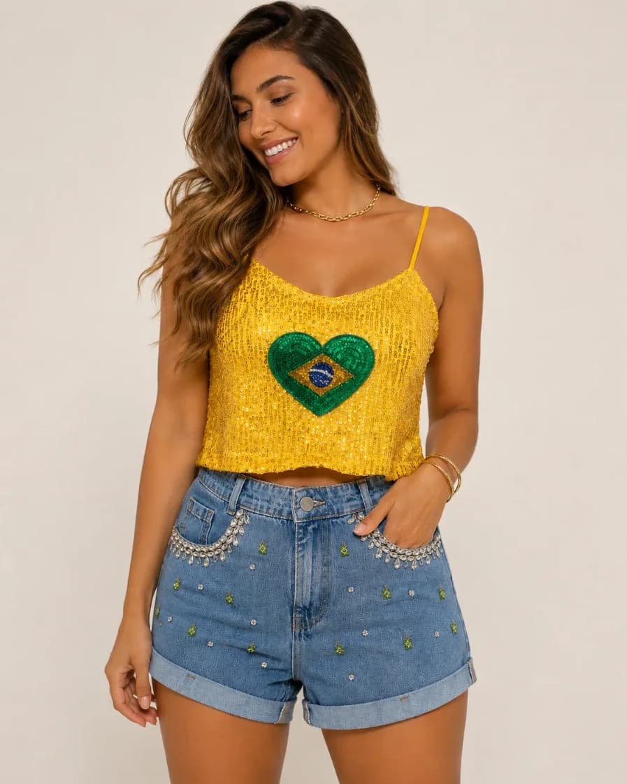 Short Jeans Brilho Brasil