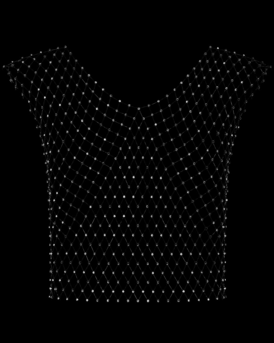 Blusa Tela De Cristais Prata