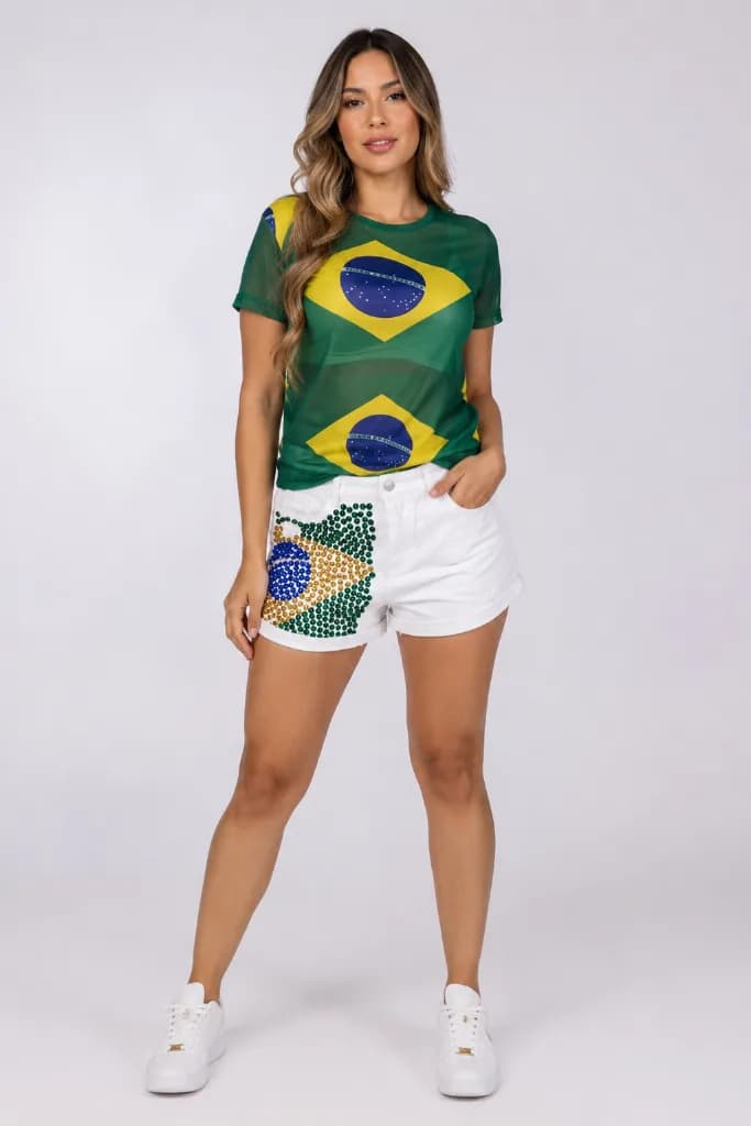 Blusa Tule Bandeira Brasil