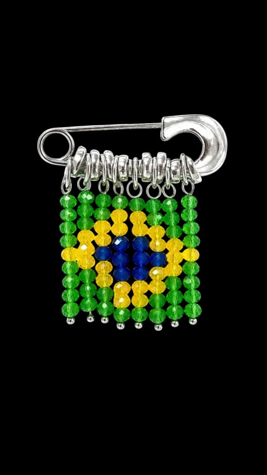 Broche Bandeira Brasil Cristais