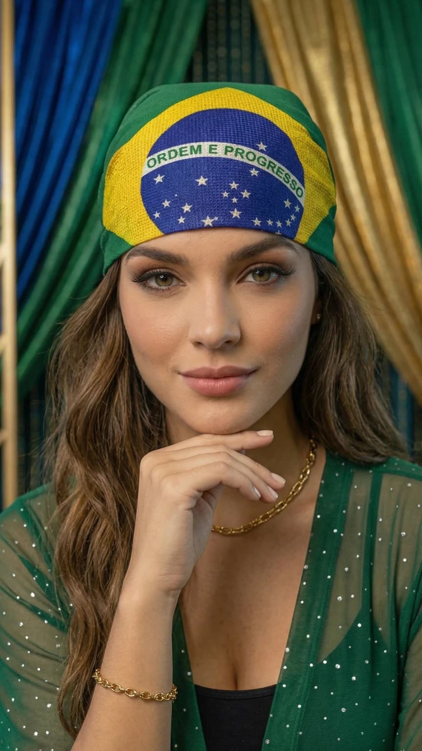 Lenço Bandeira Brasil Cravejado