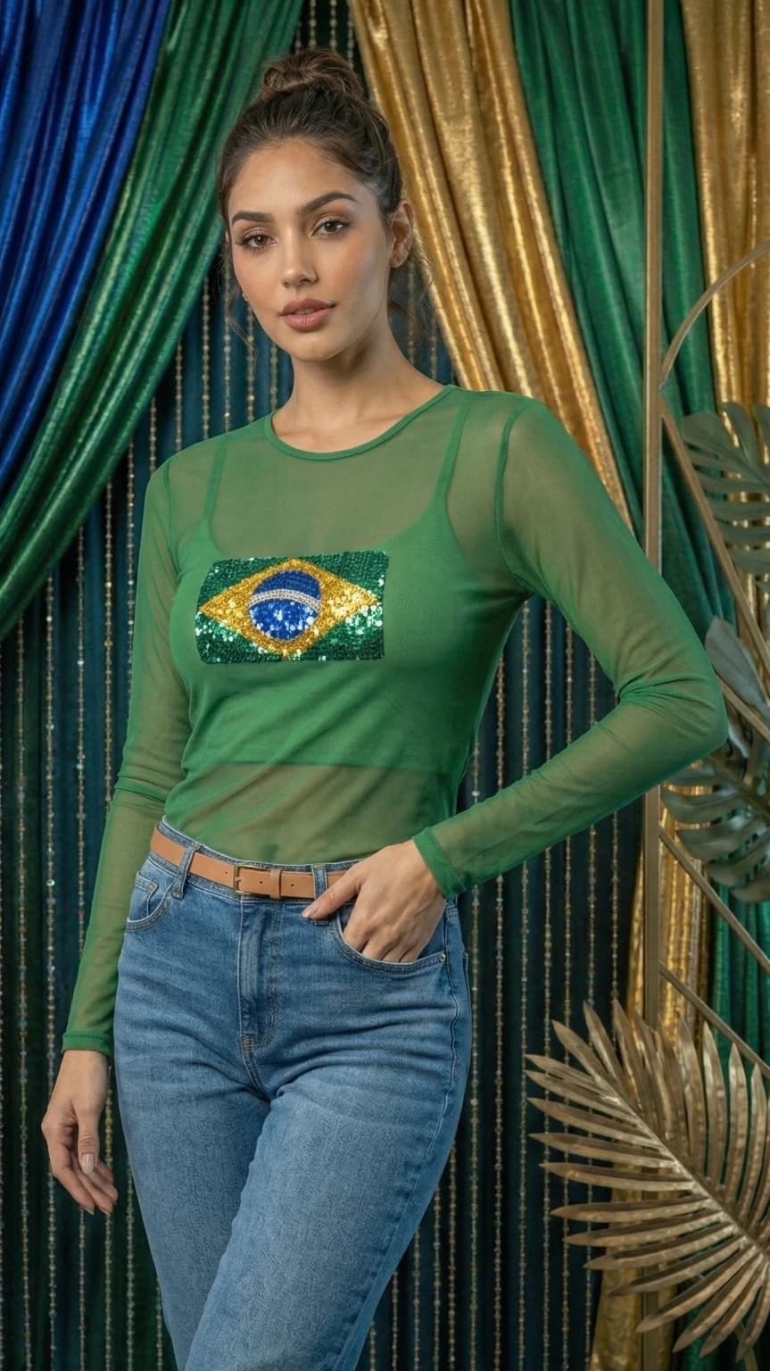 Blusa Tule Brasil Shine Copa