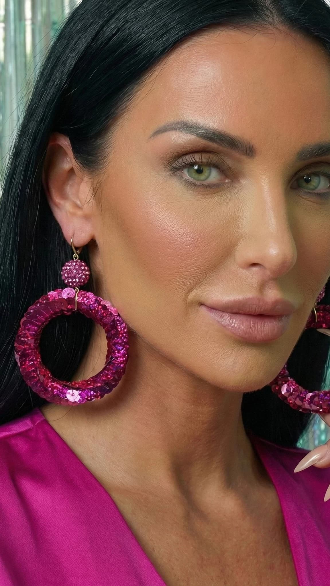 Brinco Argola Maxi Glitter Com Lantejoulas