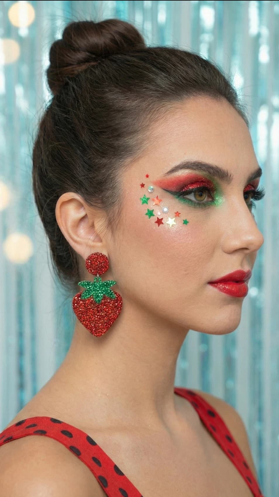 Brinco Morango Glitter Vermelho