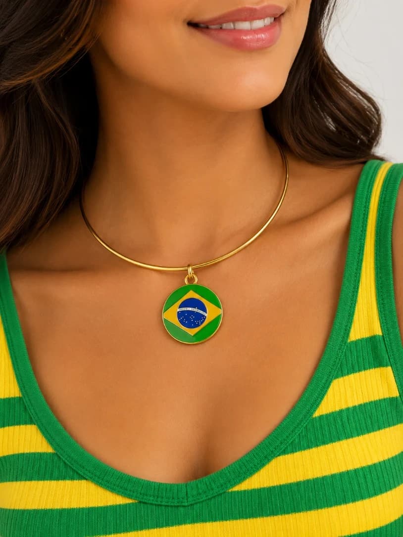 Colar Gargantilha Brasil Dourada